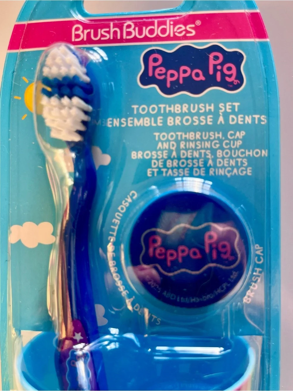 Brush Buddies Peppa Pig Kids Toothbrush Set - Soft Brush, Cover, and Cup